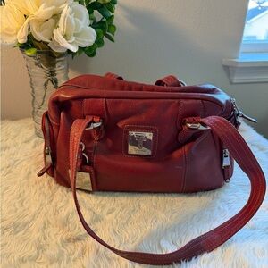 Tignanello Burgundy Leather Shoulder Bag